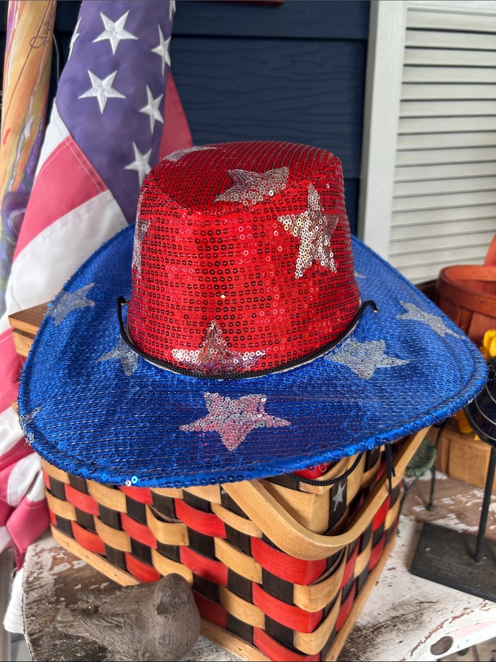 LED Light-Up Patriotic Sequin Cowboy Hat
